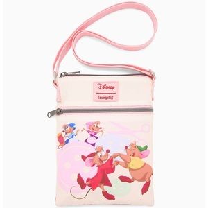 Loungefly Disney Cinderella Crossbody Bag Mice Gus Jaq Purse Pink Passpo…